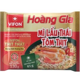 Hoàng Gia Mì Lẩu Thái Tôm Thịt 130g (Có Gói Thịt Bằm Thật)