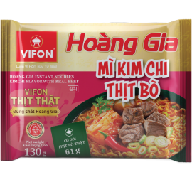 Hoàng Gia Mì Kim Chi Thịt Bò 130g (Có Gói Thịt Bò Thật) 