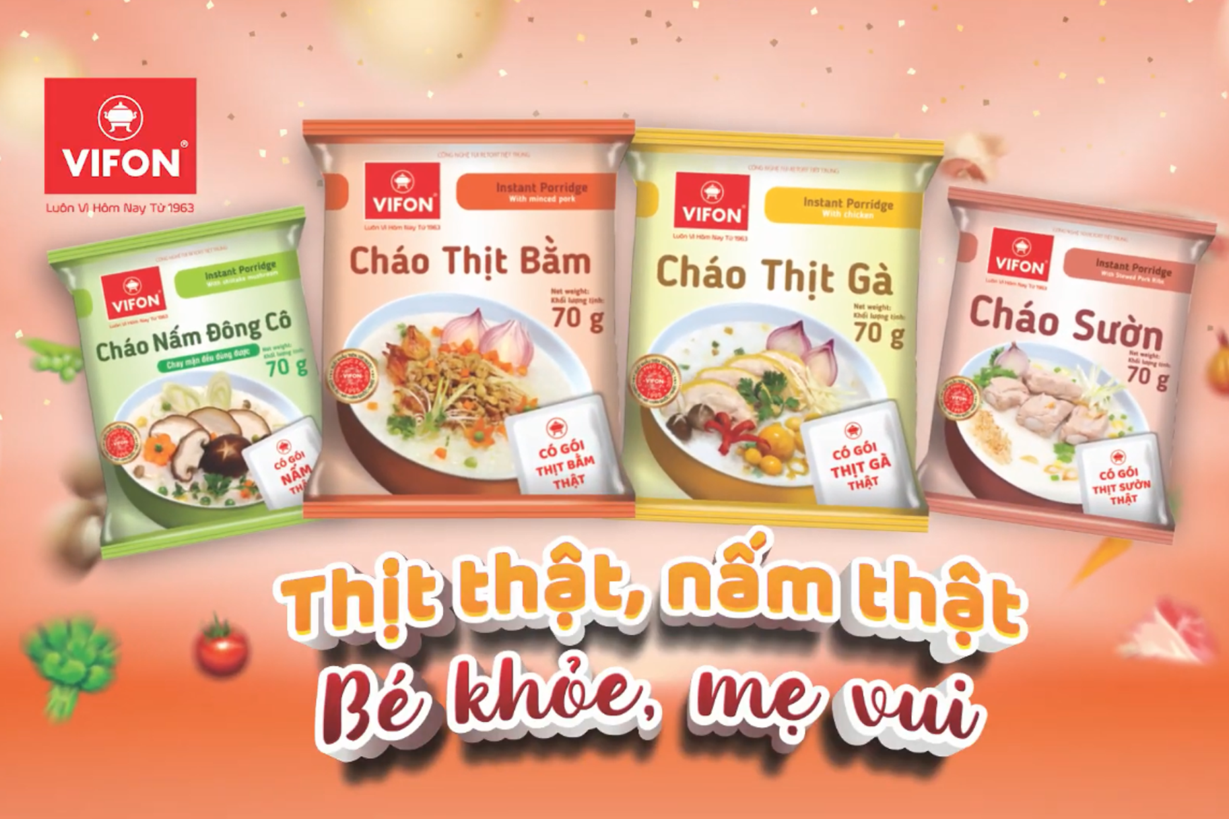 CHÁO VIFON - THỊT THẬT NẤM THẬT, BÉ KHỎE MẸ VUI